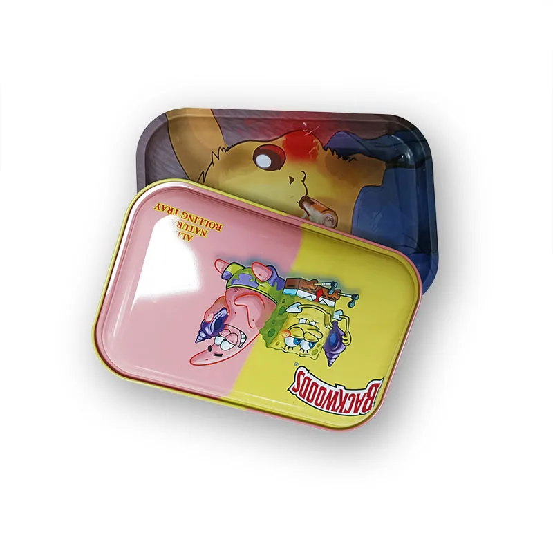 Customization Logo Cartoon Anime Personalized Smoking Trays Metal Rolling Trays with Lids