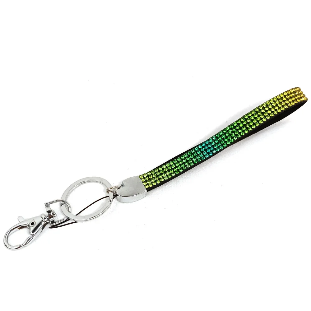 Wholesales Rhinestone Lanyard Keychains Bling Diamond Wristbands Polyester Lanyard Wrist Strap Car Glitter Wristlet Keychain