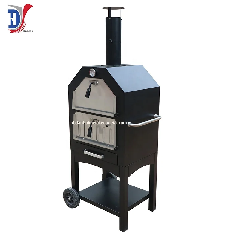 Outdoor kitchen Wood fire pizza oven stainless steel Pizza Oven with temperature gauge