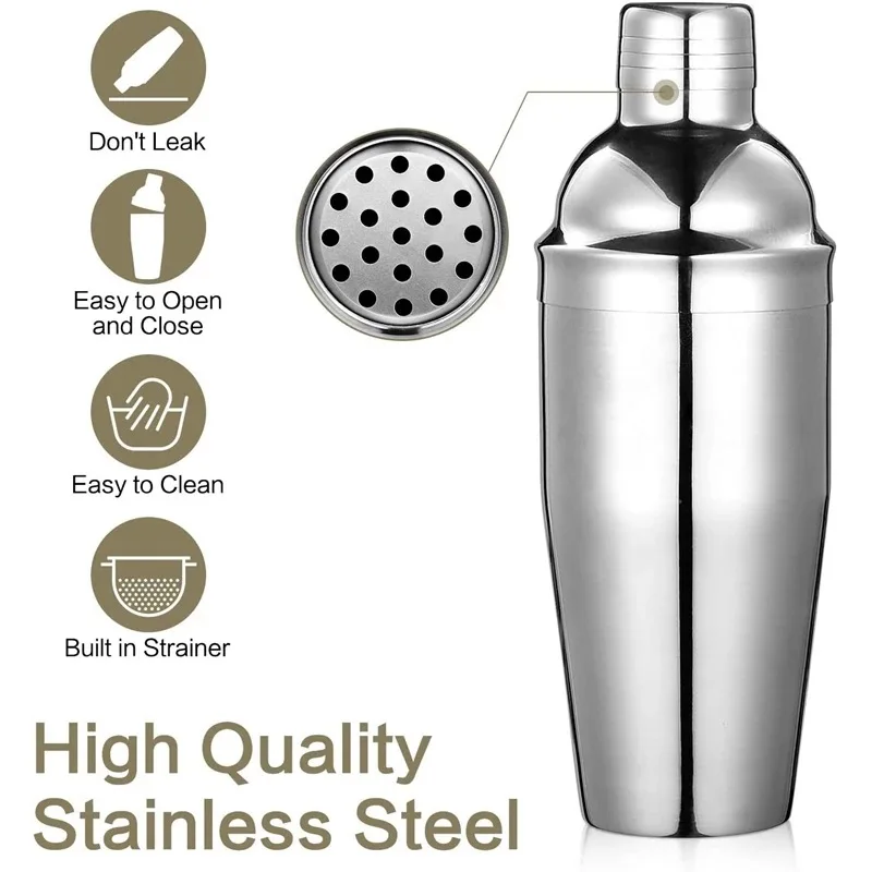 Cocktail Shaker Bartending Set,5-piece Stainless Steel Bartender Set for Beginner, Bar Tools