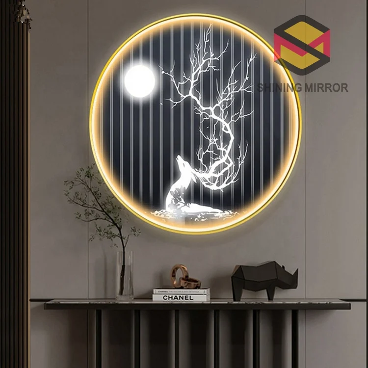 Customized Decorative 3d 5d   Art Pictures with aluminum frame  Led Lighted wall hanging painting
