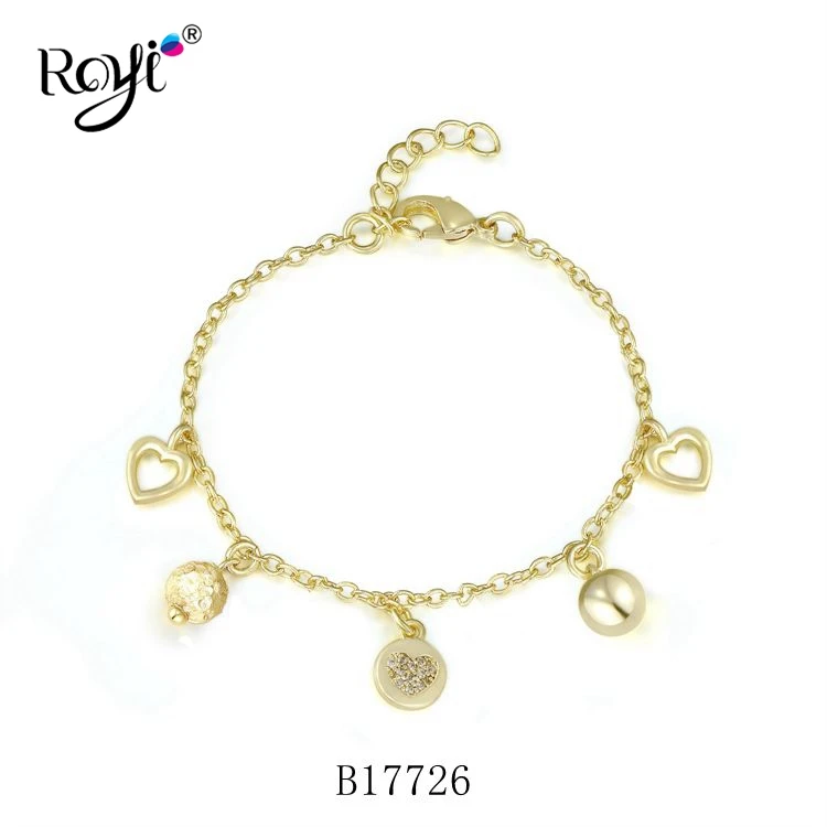 Simple Fashion Different Shape 14K Gold Plated Jewelry Crystal Bead Bracelets For Women