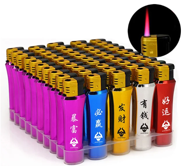 Electronic Plastic Windproof Red Flame Lighters Smoking Accessories Wholesale with Mixed Colors