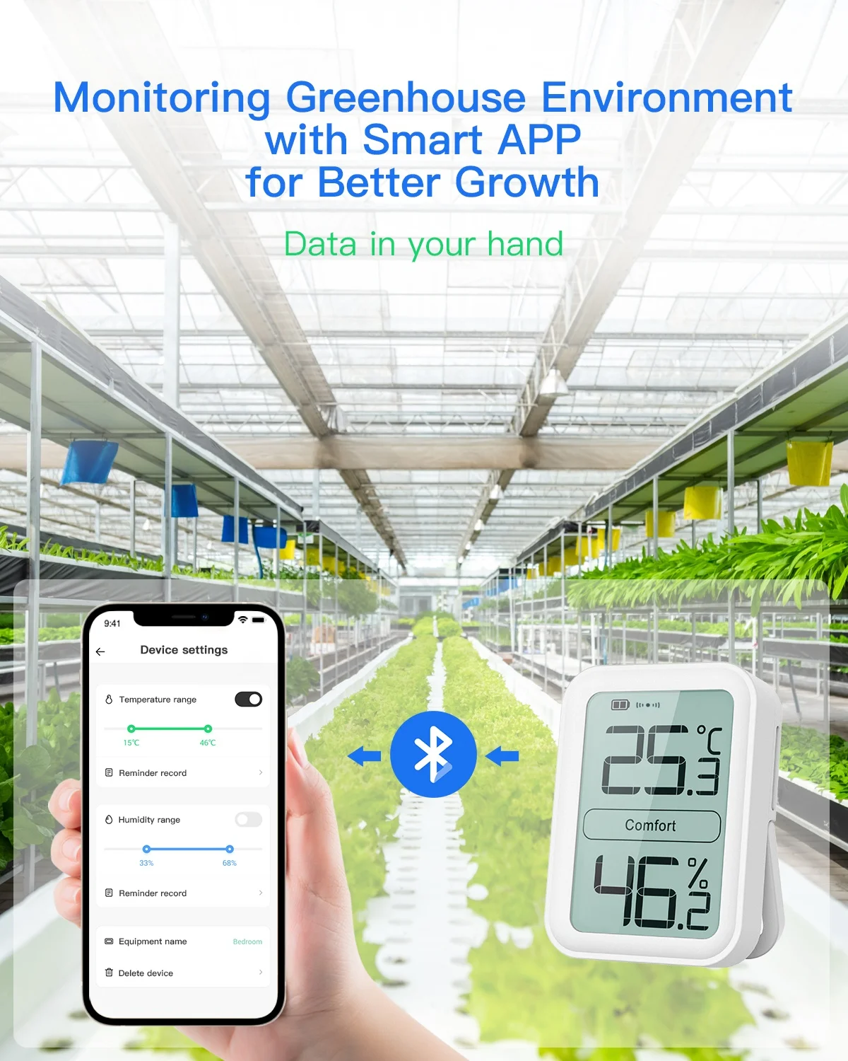 Top Seller BFOUR BF-7 Digital Indoor Outdoor Thermometer Hygrometer with APP
