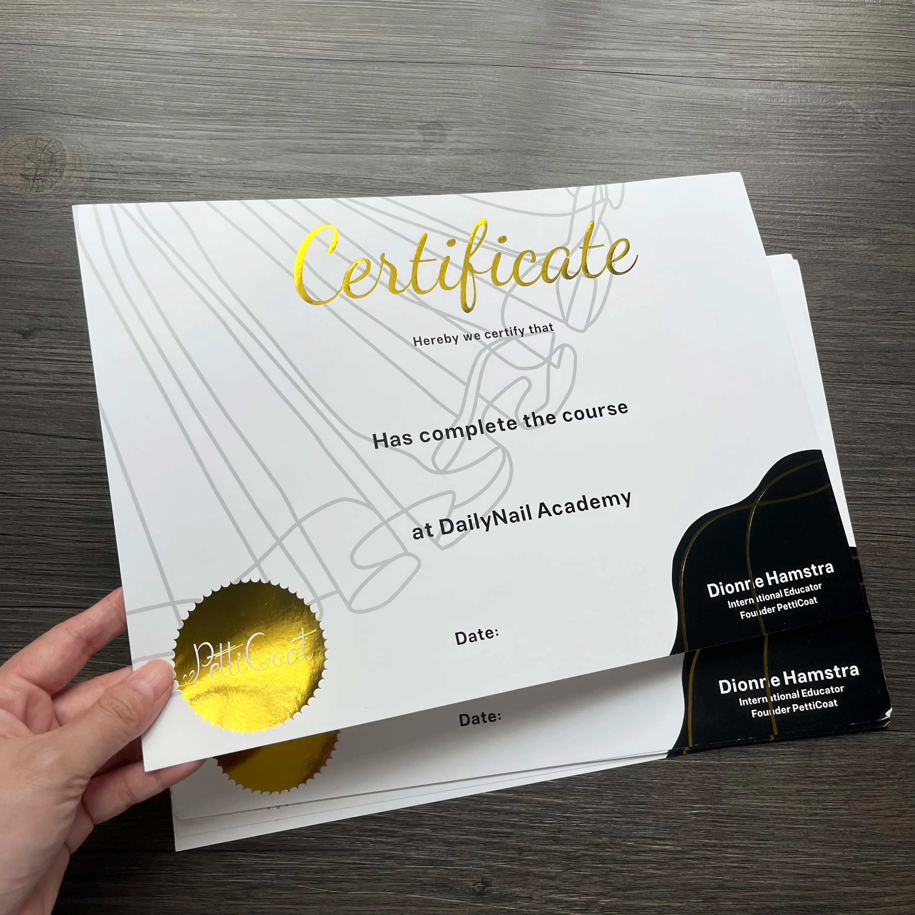 Gold foil A4 size certificate paper custom certificate of authenticity luxurious gift certificate