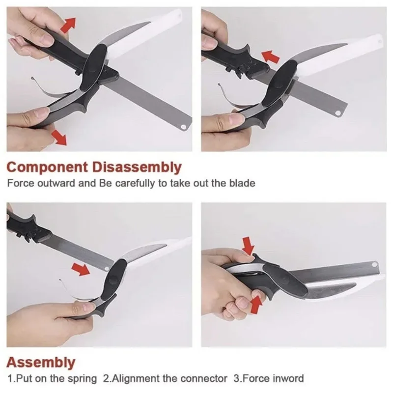 Multifunctional 2 In 1 Smart Knife and Cutting Board Set Stainless Steel Chopper with Detachable Cutting Board Scissors