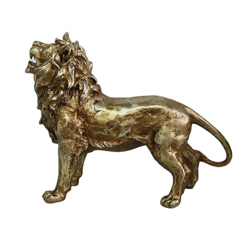 Golden Lion tabletop ornament animal statue sculptures resin crafts for house decoration interior