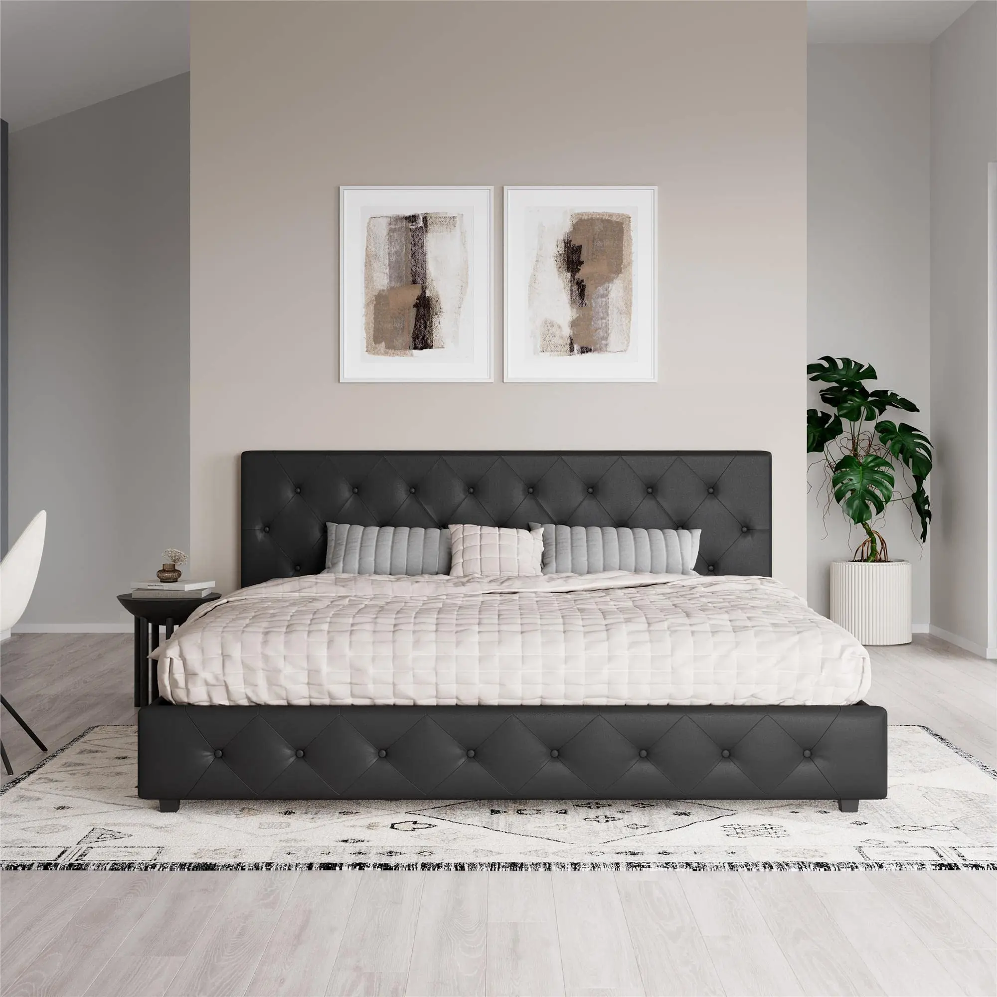 Bedroom Furniture Customized Super King Size Upholstered Bed White Up-holstered Beds Frame