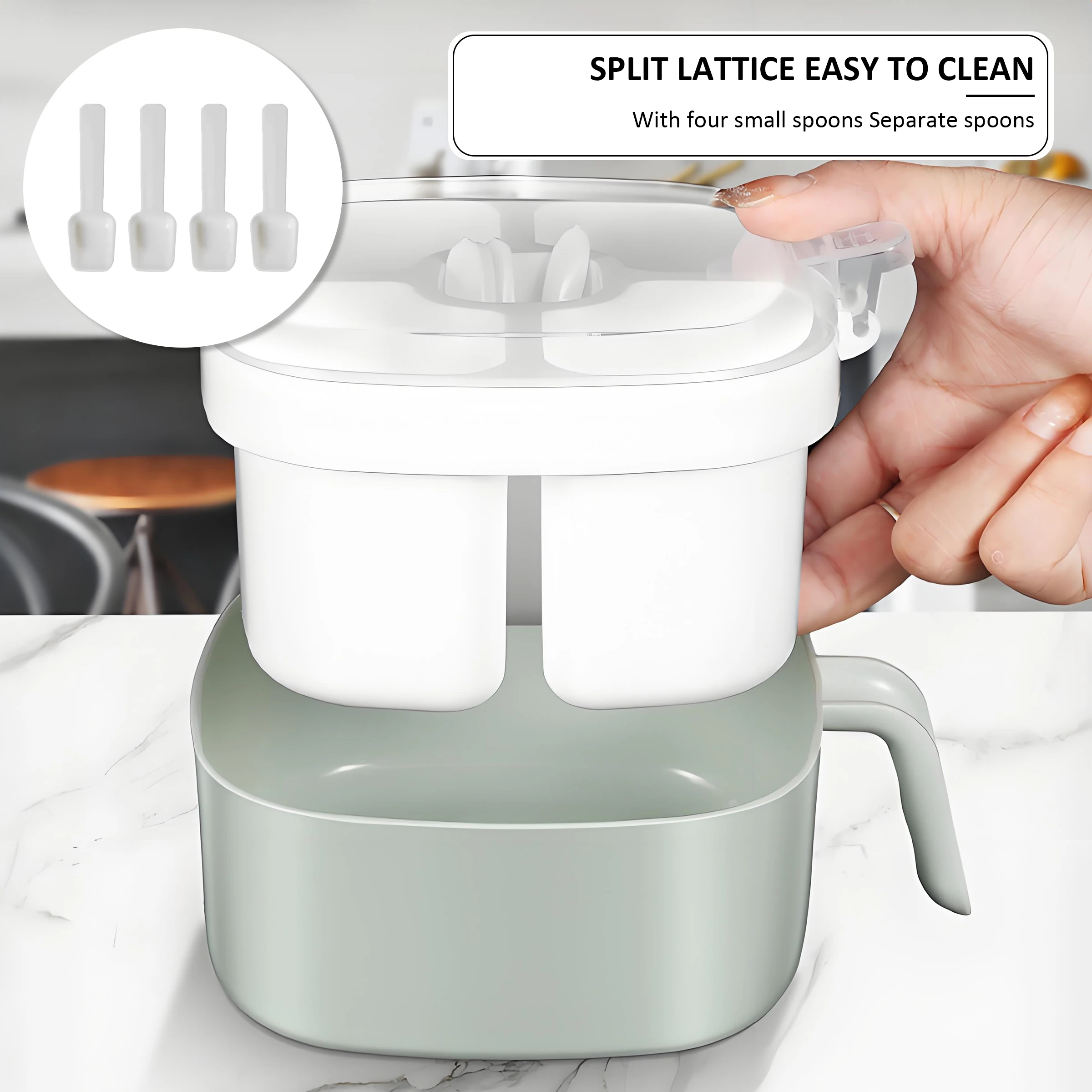 Wholesale hot products environmental protection plastic with lid with spoon 5 compartments spice box kitchen supplies