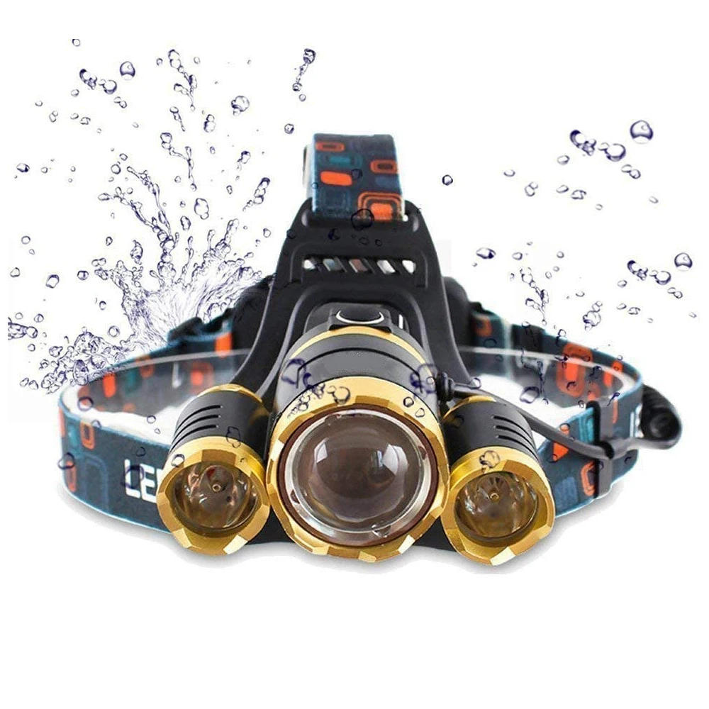 Wholesale Price 3 LED Outdoor Waterproof USB Rechargeable Camping Hiking Cycling Super Bright Lumen LED Headlamps