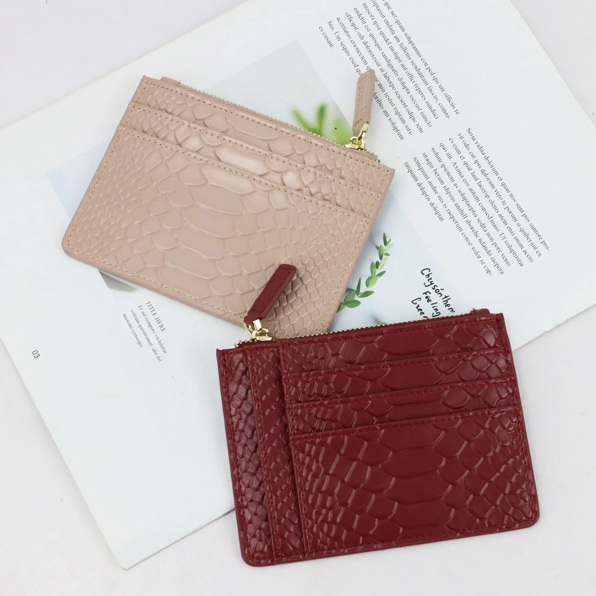 Wholesale pattern card holders wallet men women genuine leather card holder
