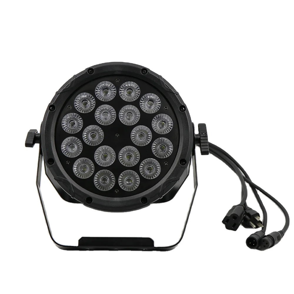 Outdoor Waterproof Ip65 Led Rgbw 4In1 Stage Light  Flat Dmx 18*10W Plastic Par Lighting