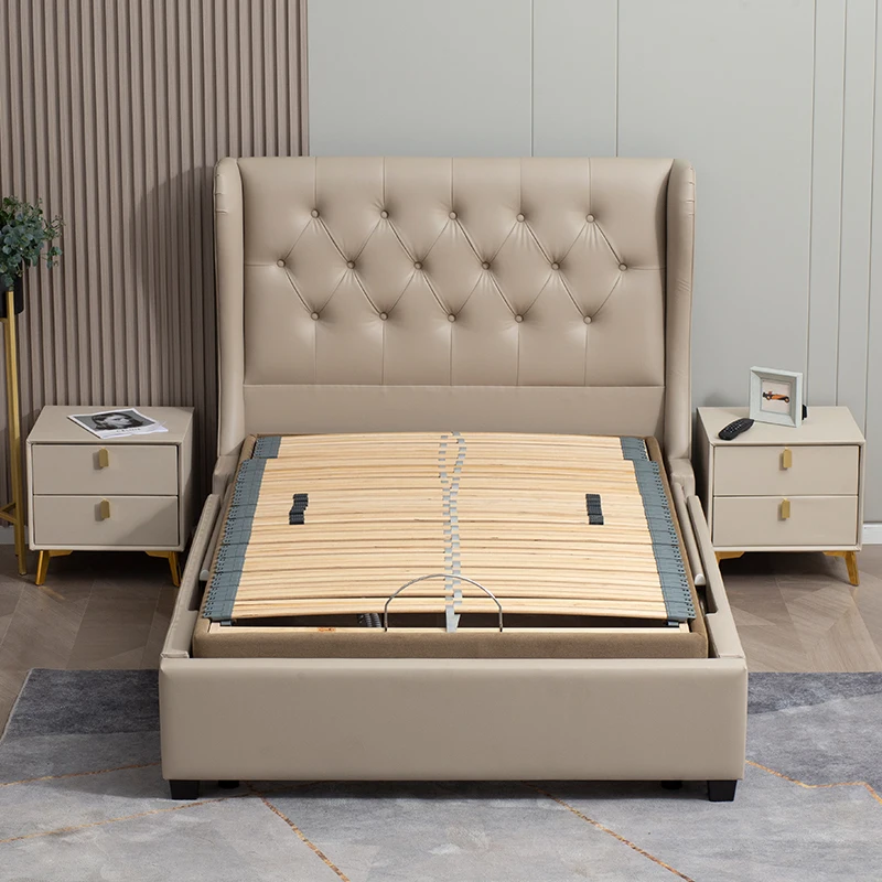 Slat Wooden Electric Adjustable Bed with Frame