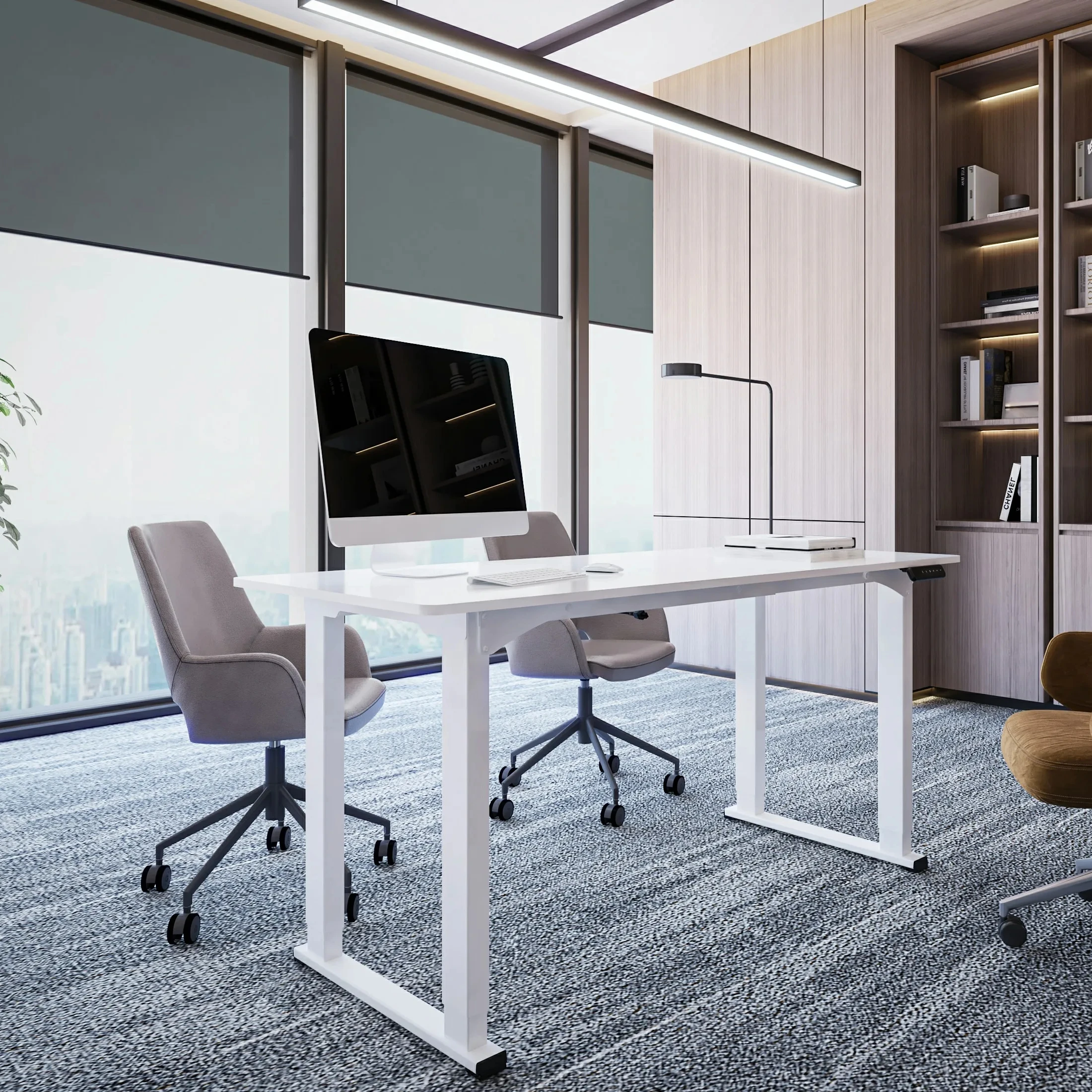 LOCTEK 4-Leg Large Home Office Executive  Dining Electric Height Adjustable Lifting Sit Stand Table Standing Desk Frame ET153Q