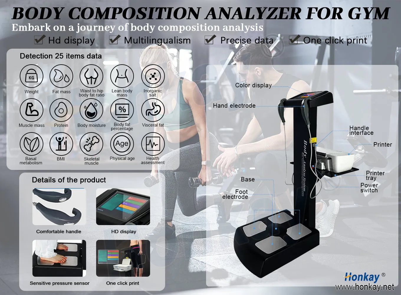 Professional Bioimpedance Scale Body Composition Analyser Bluetooth Analyzer Scale Body Fat Scale Body Analyzer Machine