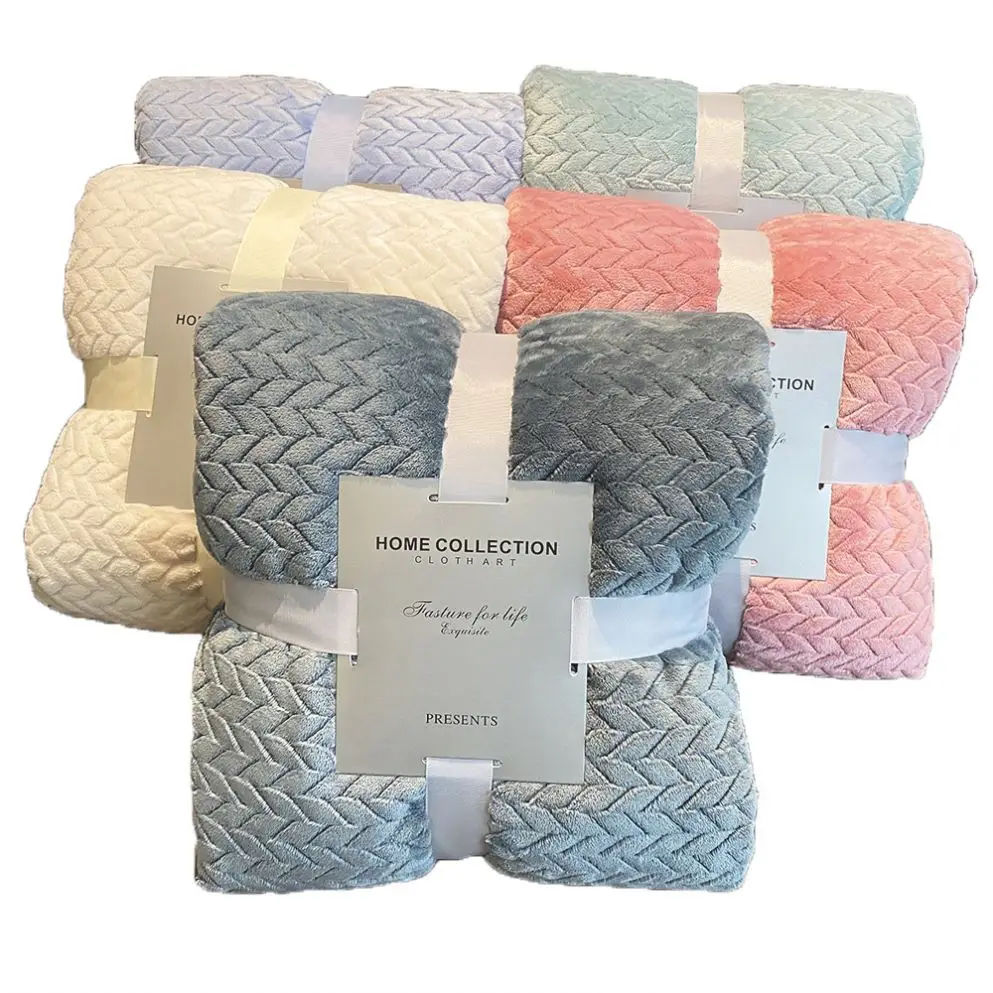 WW-789 Premium Quality Coral Custom Super Soft Fleece Throw Gift Conditioning Blanket Solid Color
