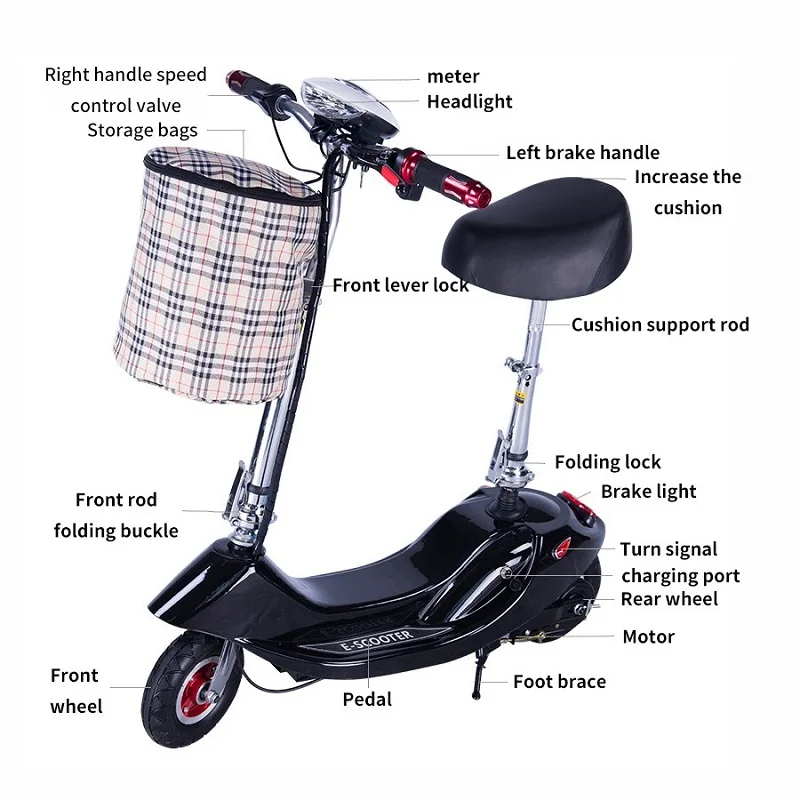 
New 2 Wheels Folding Motorcycle Fashion Sport Fat Tire E Mobility Scooter Fast E Electric Scooter With Seat For Adults 