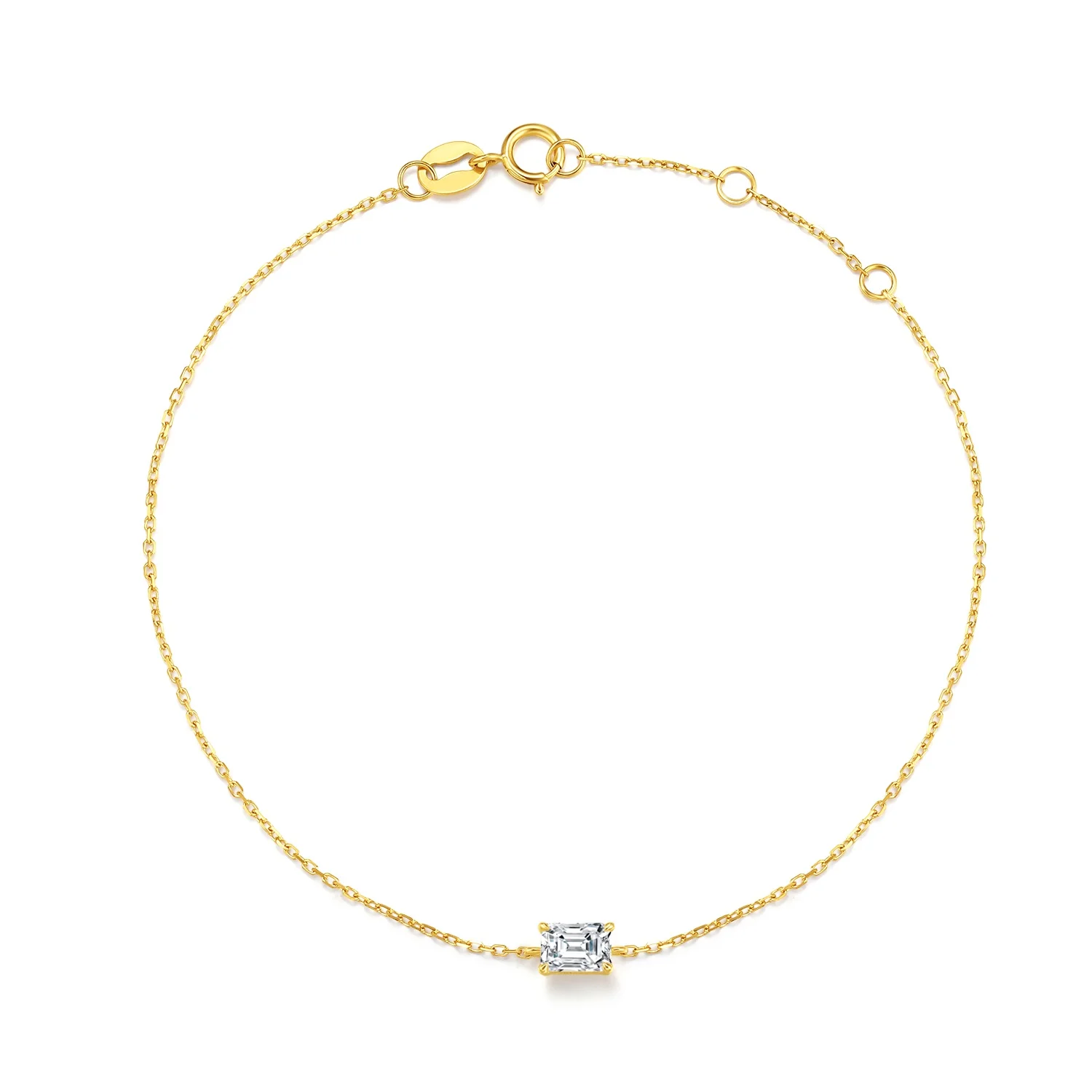 Abiding Gold Jewelry Factory Wholesale Real 18K Gold Chain Bracelet 0.305ct Emerald Cut Certified Lab Grown Diamond Bracelet