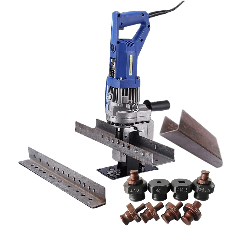 220V Electric Hydraulic Press 5 Dies 6.5/9.0/13/17/Power Punching Hole Puncher for Metal Steel Iron Aluminum Copper Holes