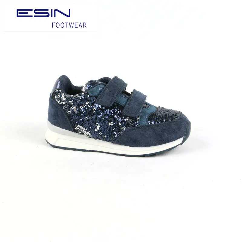 Shiny Mesh Uppers Middle and Older Children Buckle Girls School Sneaker for Kids
