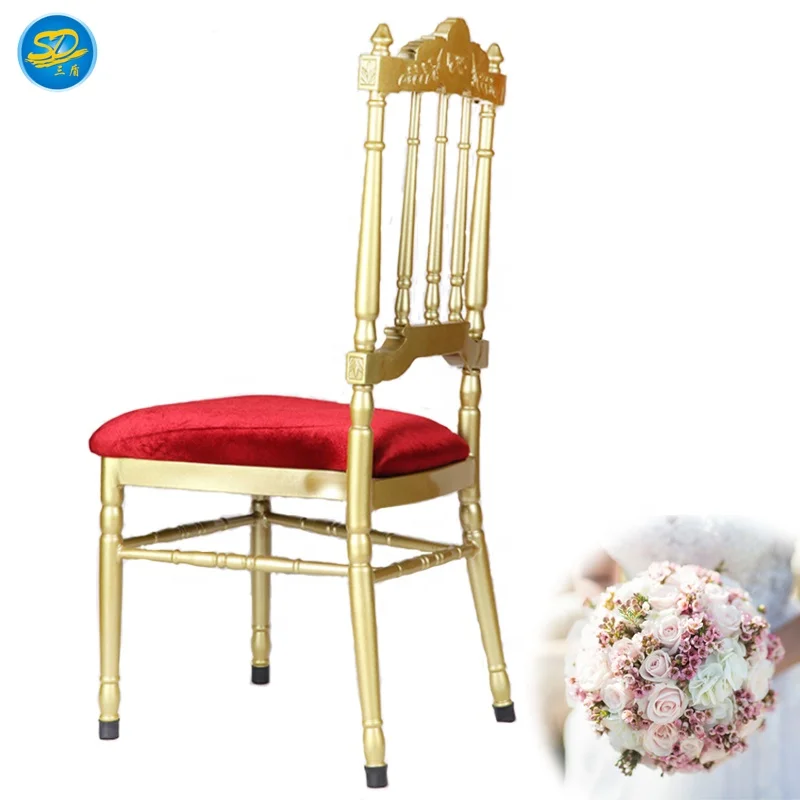 Castle Golden Painting Noble Red Velvet  Banquet Event Party Wedding Royal Chair Napoleon Chair
