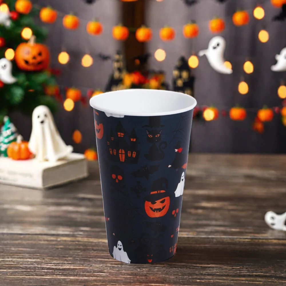 Customizable 6-Pack 24 oz Plastic Drink Cups with Skull Design Reusable for Halloween Party Promotional Supplies