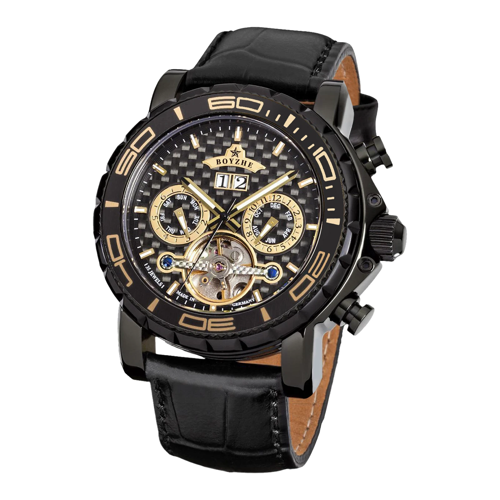 Wholesale Low Price WL037 Luxury Mens Wristwatch Handcrafted Leather Strap Tourbillon Mechanical Watch With Wholesale Price