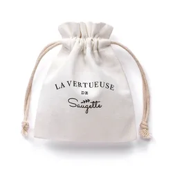 Factory Korean INS Style Customized Cotton Bundle Pocket Rope Color Printing Jewelry Storage Canvas Bag