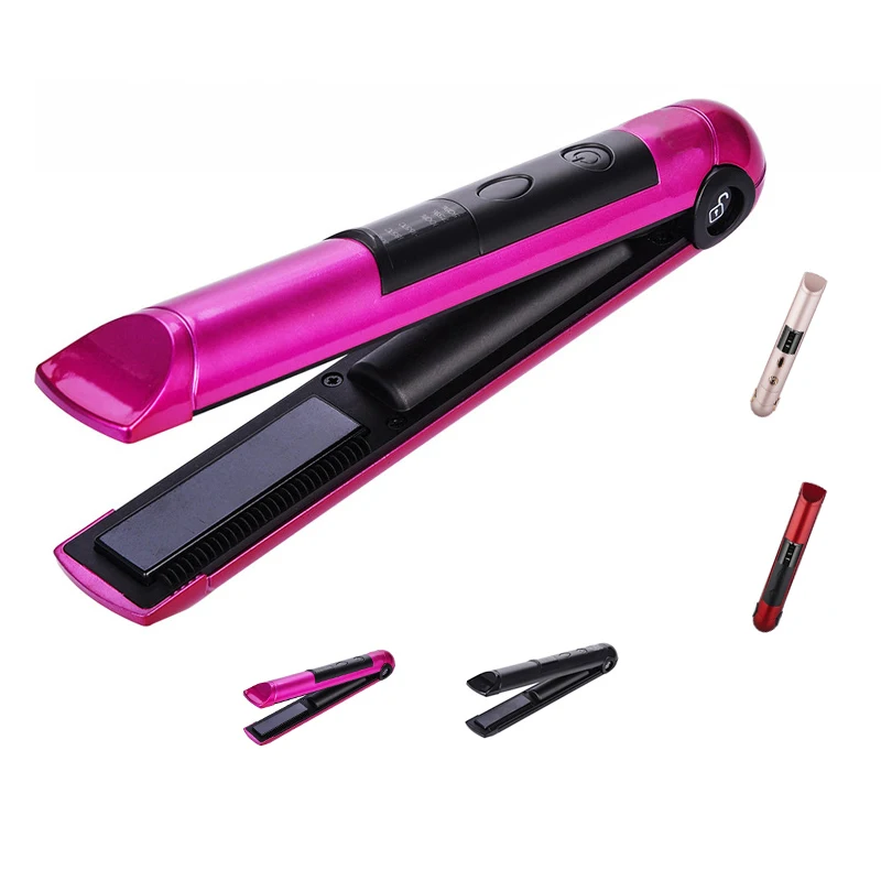 
2020 New Portable USB Rechargeable Ceramic Plain Wireless Flat Iron Private Label Mini Electric Cordless Hair Straightener 