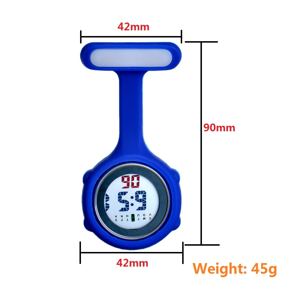 10pcs/Lot Silicone Rubber Multi-function Unisex Nurse Doctor Medical Hospital Digital FOB Pocket Electronic Watches Clock