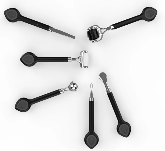 Portable Multifunctional 6-in-1 Beauty Tool Kit 540 Derma Roller & Ice Roller Facial Skin Rejuvenation Removal Handheld Home Use