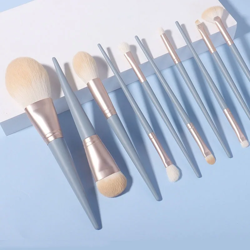 Hot Sale 10 Pcs Blue Bridge Makeup Brush Set Super Soft Synthetic Hair Brush Foundation Loose Powder Eye Shadow Brush Set