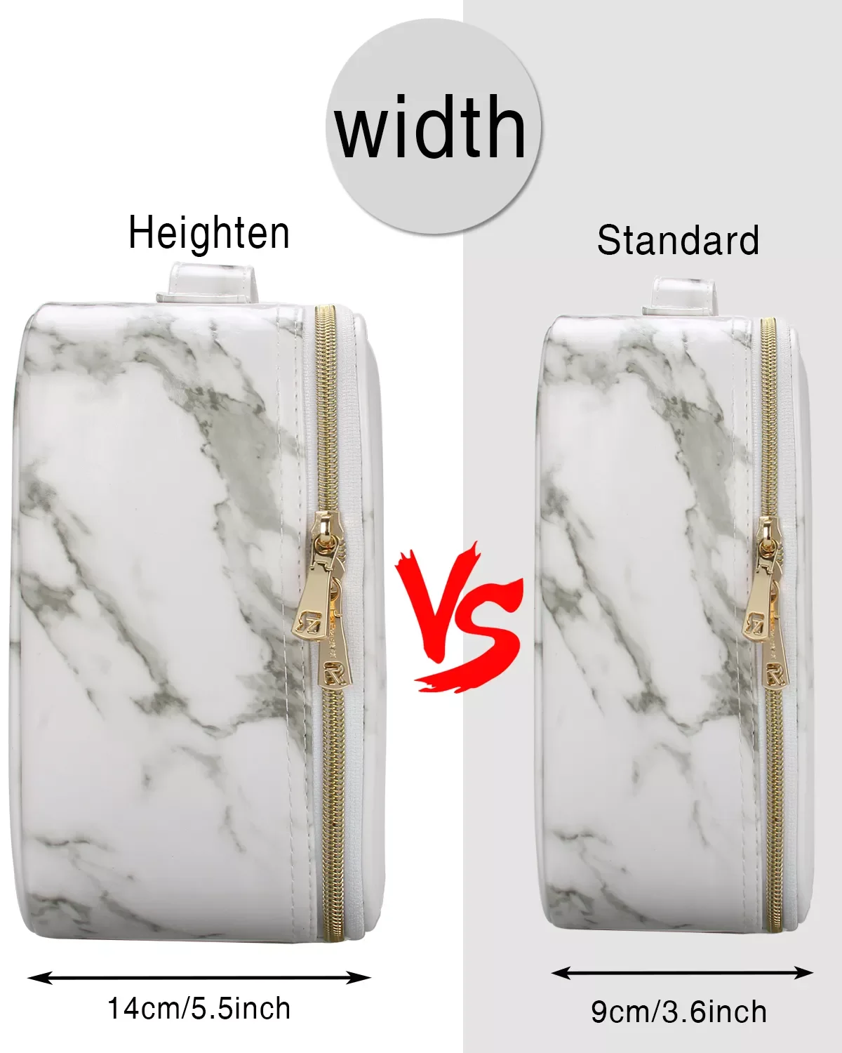 Relavel Professional Marble with Adjustable Dividers Cosmetic Case Brush Organizer Portable Waterproof  Makeup Case Bag