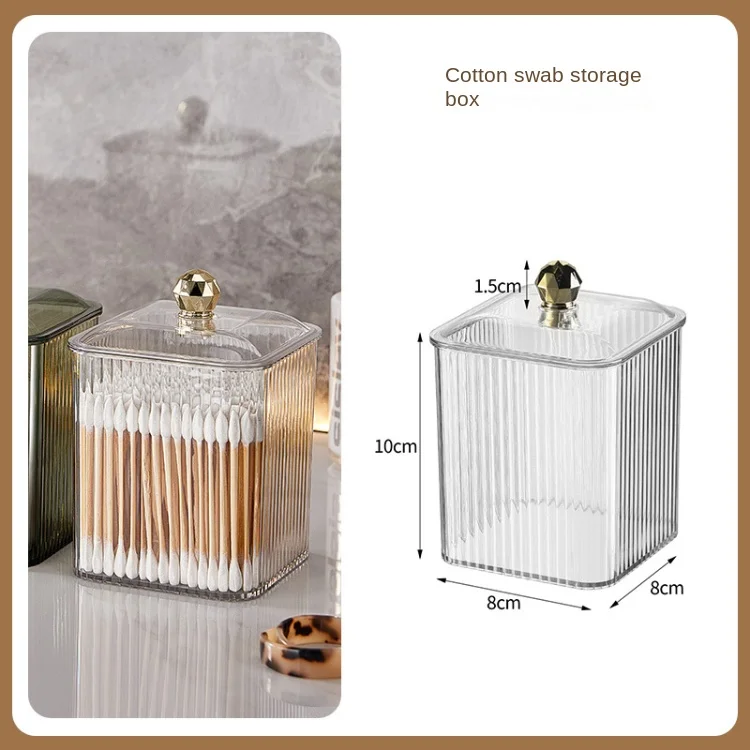 Light Luxury Makeup Storage Box Transparent Dust-proof Cotton Swab Case With Round Shape Lipstick Remover Combining Plastic