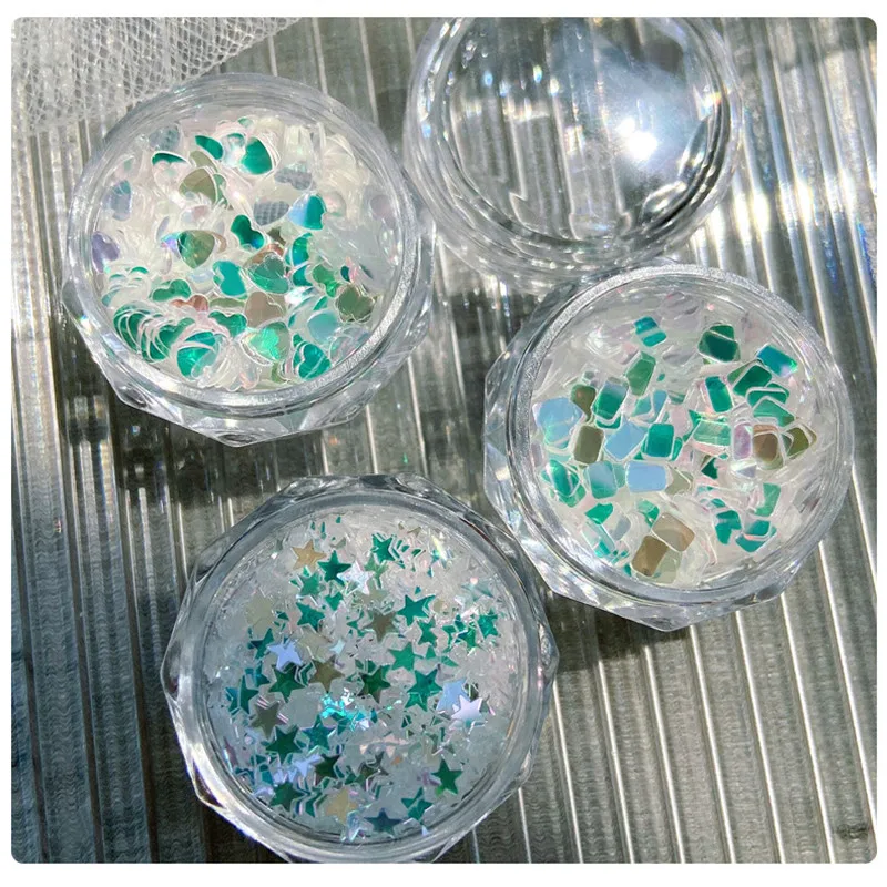 Nail art decoration Thin glitter mirror shining silver pentagram love reflective nail glitter