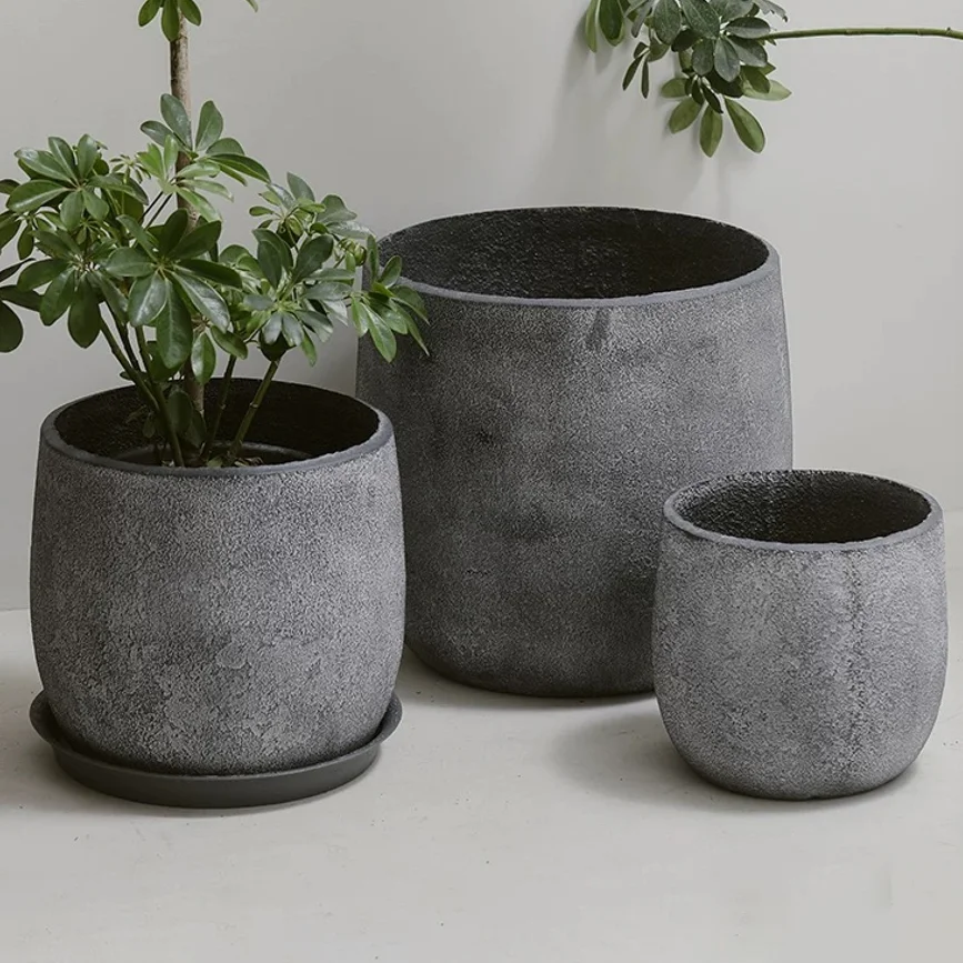Retro design style garden decorative floor flower pots planters outdoor indoor decoration fiber clay pot.png
