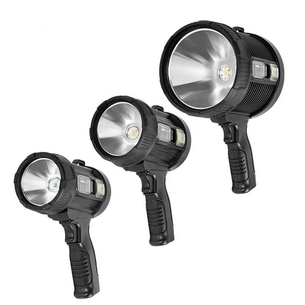 Handheld Solar Type-C Mobile Phone Charging Rechargeable P50 LED High Intensity Searchlight Long Range with Replace Lens Dimming