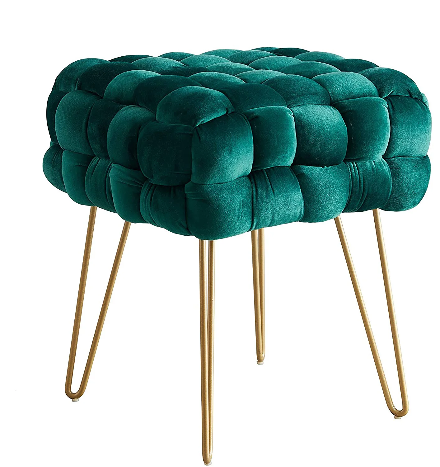 Hot sale latest design Soft Square Velvet footstool bed end ottoman stool Modern Luxury metal pouffe ottoman