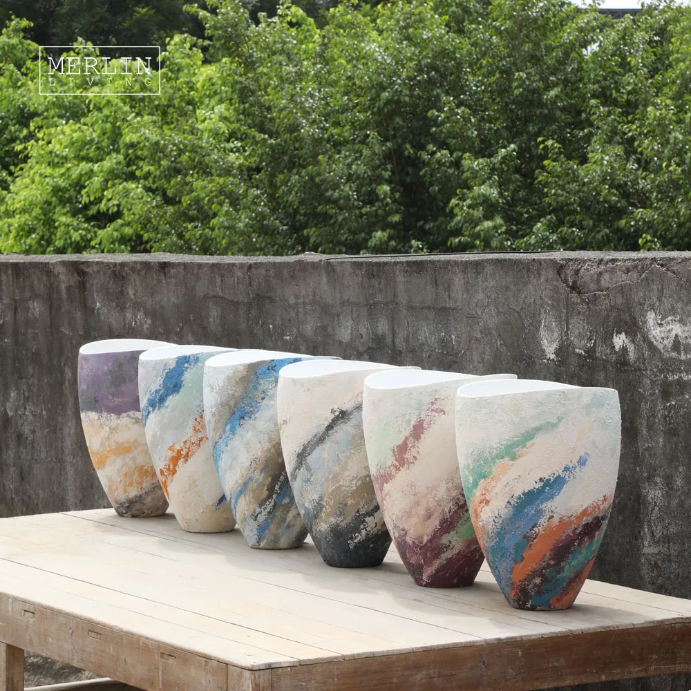 Merlin Living Handpainting Ocean Tall Floor Vase Flower Wedding Big Vase Ceramic Home Decor Chaozhou Ceramics Factory Wholesale