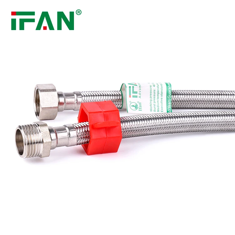IFAN Stainless Steel Braided Flexible Metal Wire Bathroom Toilet Water Plumbing Hose With 14MM Brass Cap