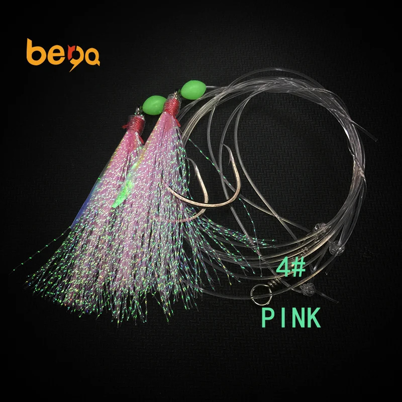 KILLER Saltwater Flasher Fish Skin Feather Sabiki Bait Rigs fishing lures with two hooks