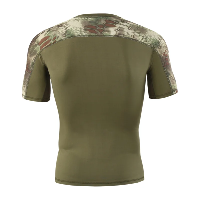 Yakeda Men Tactical T-shirt Quick-drying Sport T Shirt Camo Lapel Stretch Training Short Sleeve Tactical Shirt