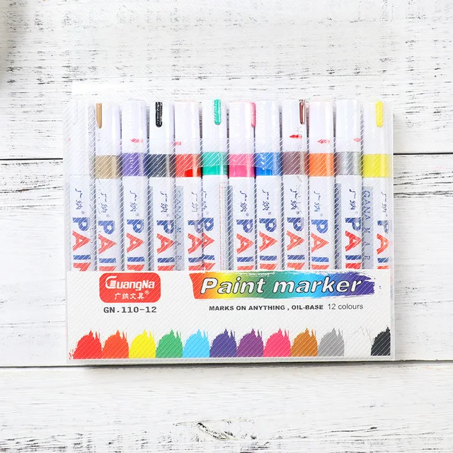 Paint Marker Pens Album Graffiti Pen Car Tyre Paint Marker Hot Selling 12 Colors Permanent Black School Paper