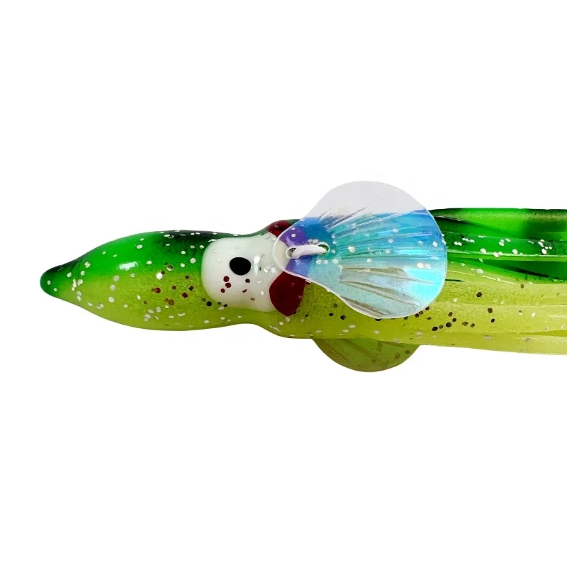 Yousya New 12cm 7Colour Luminous Octopus Squid Skirt Lure Artificial Soft Bait Jig Fishing Tuna Saltwater