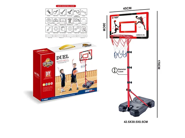 Children Education Competitive Game Toys Summer Sports Toys 30cm Iron Pipe Double Basketball Board Stand Hoop Toys For Kids