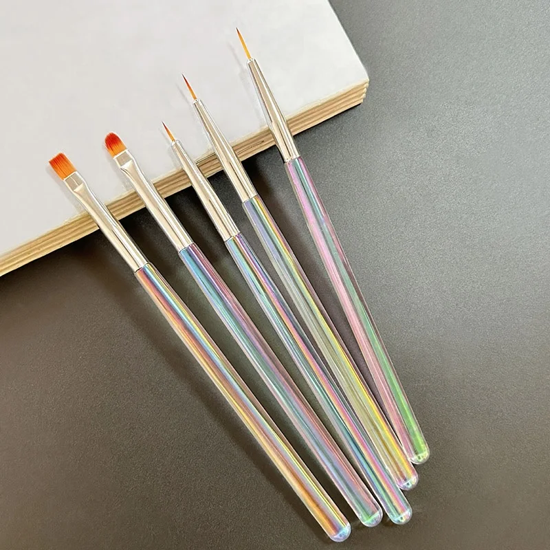 New 5pcs/set aurora handle nail brush acrylic liquid powder brush liner pen manicure tools