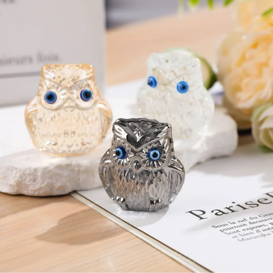 Owl blue eyes crystal crafts glass parent-child decoration ornaments living room home decoration