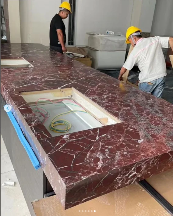 Rosso levanto kitchen countertop purple marble tiles korean marble countertop red marble countertop