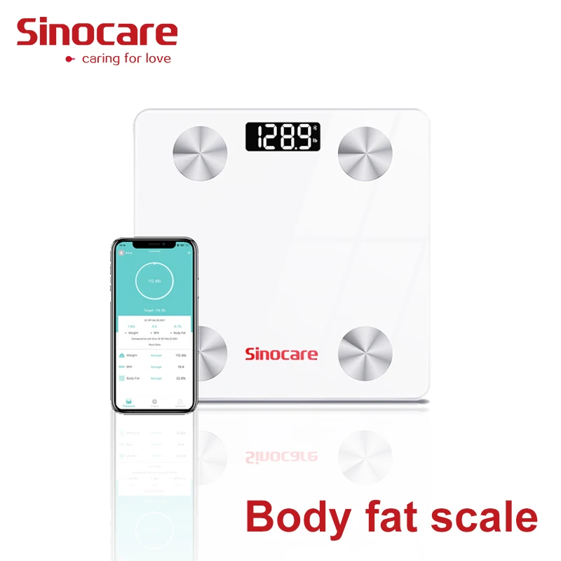Sinocare 8 Electrode Body Fat Scale Smart App Bmi Function Digital Smart Electronic Body Fat Weight Scale Bathroom Scales