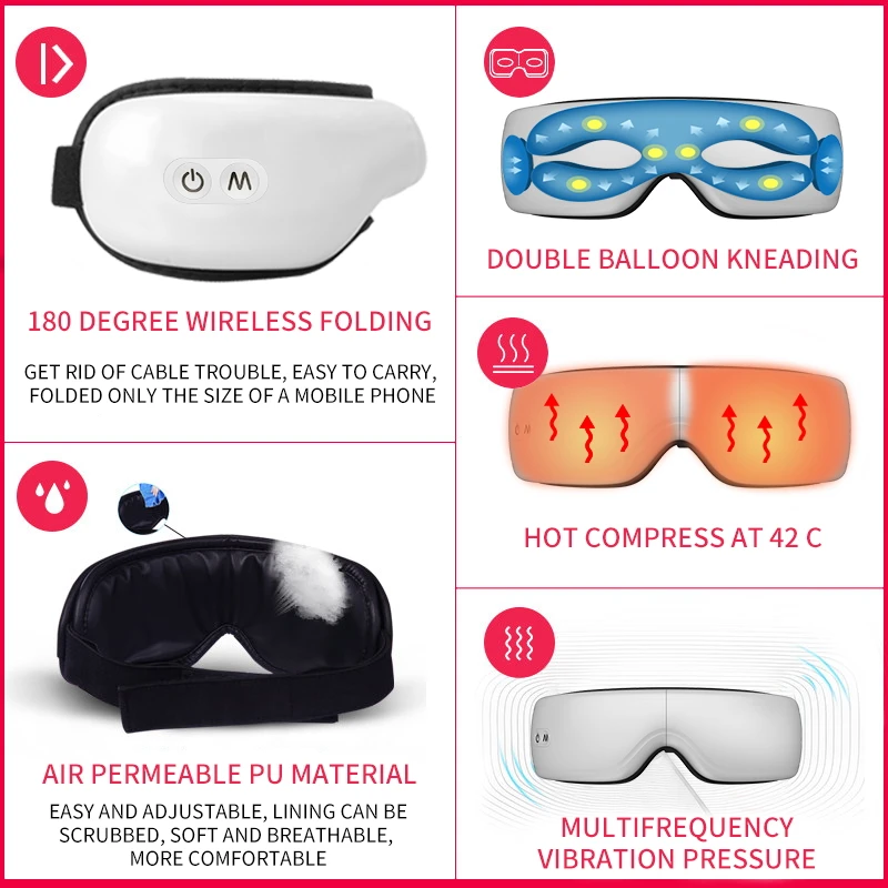 Heating vibration electric  beauty heat  eye massage tool air pressure dropship  equipment, eye therapeutic massager